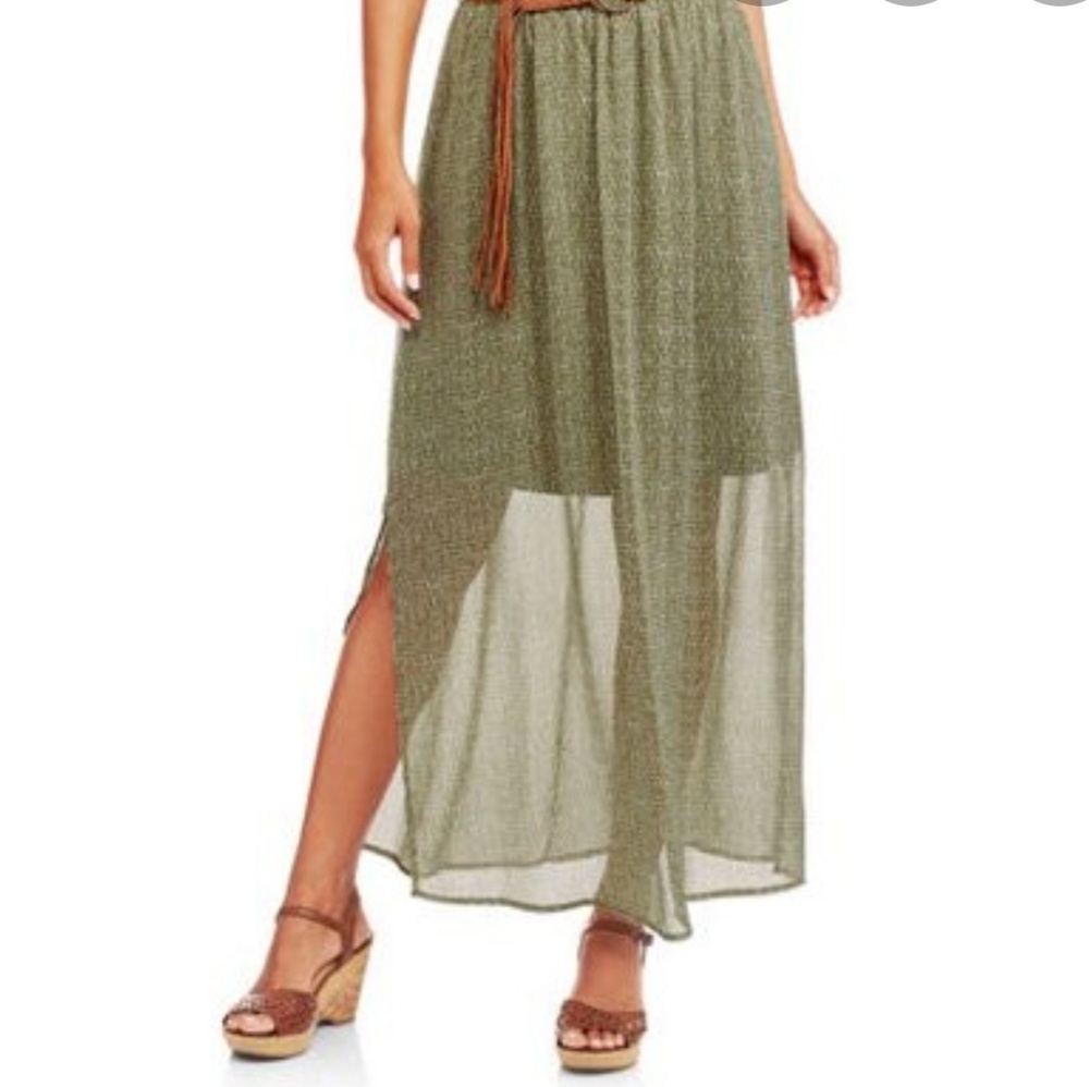 Faded glory women's green short long skirt